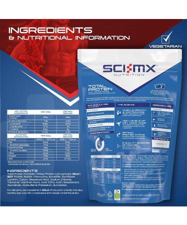 SCI-MX Total Protein Duo Muscle Building Powder - Strawberry Flavour 900g (30 Servings) - Buy Online on GoSupps.com