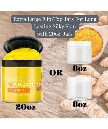 Silky Sugar Scrub by BeesOline | 19oz Turmeric Exfoliant with Organic Oils | Premium Cane Sugar - Exfoliate & Nourish Skin - Buy Online on GoSupps.com