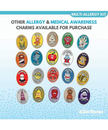 Kids Food Allergy Bracelet Kit - Yellow Silicone Bracelet with Peanut, Nut, Dairy, Egg, Wheat Charms - Epi Pen Charm Included - Medical Alert Bracelet - Buy Online on GoSupps.com