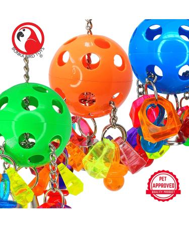 Colorful Plastic Bell Paci Pull Toy for Parrots and Similar Birds - Interactive and Pullable with Acrylic Ring & Pacifier - Buy Online on GoSupps.com