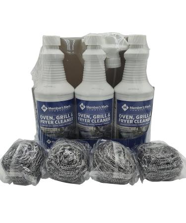 Generic Grill Oven and Fryer Cleaner 32 oz 3 pk. with 4 Stainless Steel Scrubbers
