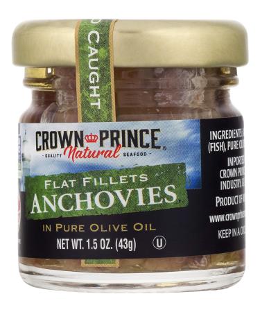 Crown Prince Natural Anchovies in Olive Oil - 1.5 oz (43 g) | Premium Flat Fillets - Buy Online on GoSupps.com