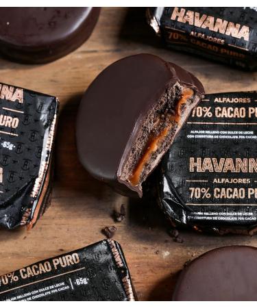 Havanna- Alfajor fourr au Dulce de Leche avec enrobage de chocolat amer - 70% Pur Cacao bo te de 4 pi ces - 260 Gr. - Buy Online on GoSupps.com
