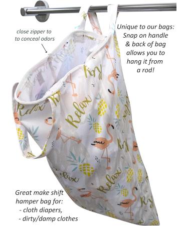 MOM & BAB Wet Bags 13.5 "Wide X 19"High| Water-Resistant |Odour Proof| Washable & Reusable | for: Cloth Diapers Daycare Wipes Towels Soiled Scrubs/Clothing Swimsuits (White & Green) "Relax" & Turquoise - Buy Online on GoSupps.com