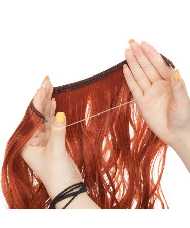 Shop 50cm Orange-Red Silk-Co Wavy Hair Extensions with Rubber Band - Invisible Cord Synthetic Hair for a Natural Look - Perfect for Women - Buy Online on GoSupps.com