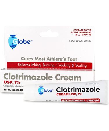 Globe Clotrimazole Antifungal Cream 1% (1 oz) - 10-Pack | Relieves Itching, Burning, Cracking & Scaling - Buy Online on GoSupps.com