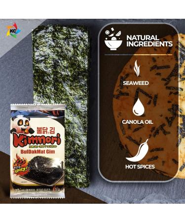 Kim Nori Flaming Hot Spicy Seaweed Snacks - 12 Individual Packs, Korean Crispy Roasted Sheets - 5g (0.17 Ounce) - Buy Online on GoSupps.com