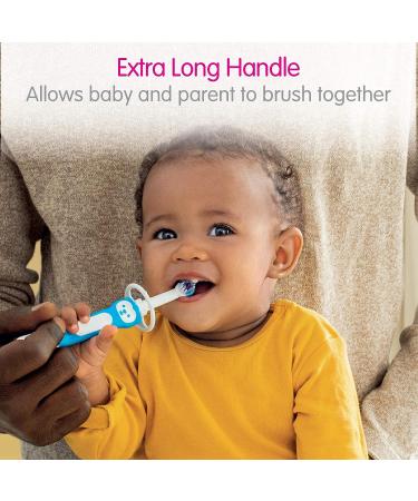 MAM Training Toothbrush for Babies | Baby's Brush with Safety Shield & Brushy The Bear Character | Interactive App | Boys 5+ Months | Blue - Buy Online on GoSupps.com