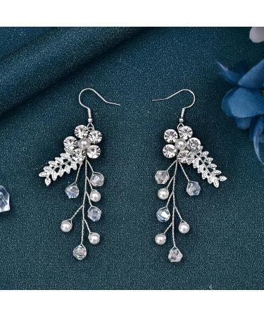 ULAPAN Wedding Headbands Flowers Girls Bridal Headpieces - Silver Crystal Hair Accessories Set with Earrings for Women - Buy Online on GoSupps.com