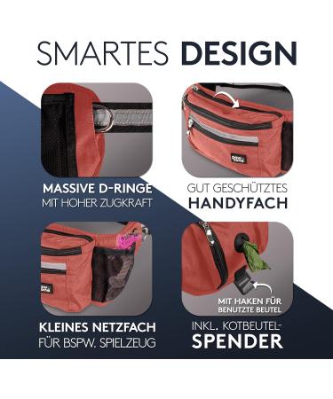 Pawzone Futter Bag for Dogs - Treat Pouch with Reflector Strap & Belt - Perfect Dog Accessory (Rust Red) - Buy Online on GoSupps.com