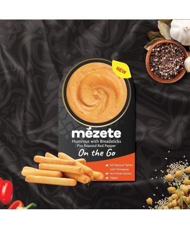 Mezete Fire Roasted Red Pepper Hummus with Bread Sticks 100% All Natural On the Go Hummus Cups Vegan Dip with No Preservatives Shelf-Stable and No Refrigeration Required 3.2 Ounce (Pack of 6) Hummus Pepper Red 3.2 Ounce (Pack of 6) - Buy Online on GoSupps.com