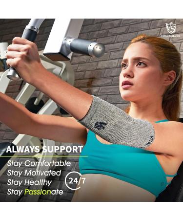 Vital Salveo Fitness Mild Compression Elbow Sleeve Brace - Medium (1PC) for Joint Protection - Ideal for Athletes - International Shipping Available - Buy Online on GoSupps.com