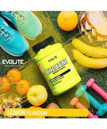 Evolite Nutrition Creatine Monohydrate 1000g - Flavored Creatine Powder & Pre Workout Booster with Taurine - Lemon 1 KG - Buy Online on GoSupps.com