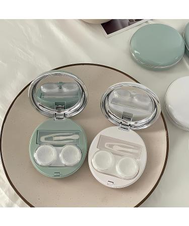 Aipu Hut Contact Lens Case with Mirror - Cute & Colorful Portable Container (Green & White 2pcs) | International Shipping Available - Buy Online on GoSupps.com