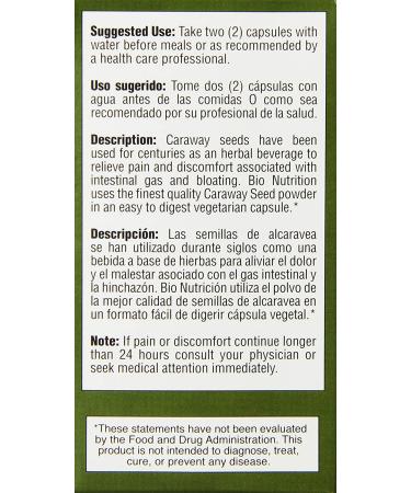 Bio Nutrition Caraway Seed Vegi-Caps - 60 Count for Digestive Health - Buy Online on GoSupps.com