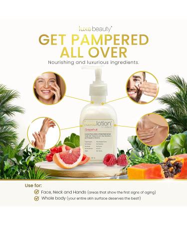 Luxe Beauty Hyaluronic Acid Moisturizer for Face, Neck & Hands - Grapefruit-Scented Silicone-Free Lotion - Organic & Plant-Based Anti-Aging Cream - 8.5 Fl Oz - Buy Online on GoSupps.com