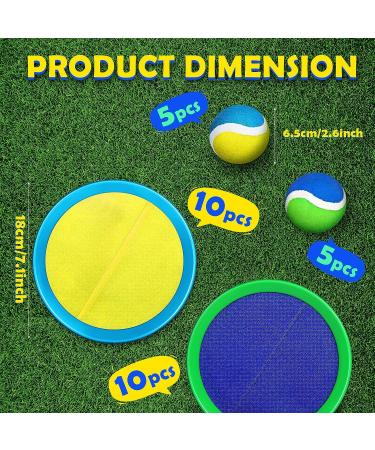 Kids Toss and Catch Game Set - 20 Paddles, 10 Balls - Outdoor Beach Game for Kids and Adults - Nylon Catch Toys - Playground Sports Games - Blue/Green & Pink/Yellow/Blue - Buy Online on GoSupps.com