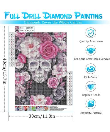 Rose Skeleton 5D Diamond Painting Kit 11.8x15.7 Inches - DIY Gem Art Craft for Home Wall Decor - Perfect Gift for Adults and Children - Buy Online on GoSupps.com