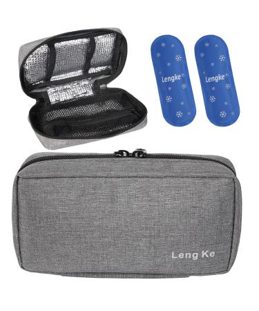 Ovakia frio cooling bag small for insulin pen storage organizer cool box medication travel diabetic bag with 2 freelancus (gray)