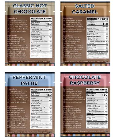 Gourmet Flavored Hot Chocolate Packets - Classic Chocolate, Raspberry, Salted Caramel & Peppermint Mix - 32 Count Gift Set - Buy Online on GoSupps.com