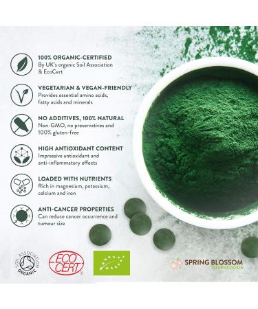 500G Organic SPIRULINA Tablets 1000 x 500mg Natural Dietary Food Supplement Premium Quality Non-GMO Vegan Detox Superfood Rich in Protein Vitamins Amino Acids Iron - Soil Association Certified - Buy Online on GoSupps.com