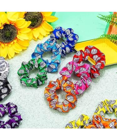 20 Volleyball Pattern Sport Hair Scrunchies - Silk Satin Elastic Hair Ties for Girls, Women, Players, Teams - 10 Colors - Buy Online on GoSupps.com