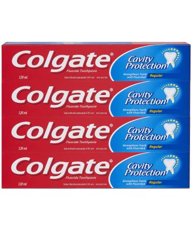 Colgate Cavity Protection Fluoride Toothpaste - Fresh Mint Taste - Strengthens Protects and Anticavity Protects Teeth - 4 Pack Bundle 120mL