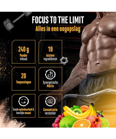 VitamineVersand 24 Focus to the Limit Highdose Pressure with LTyrosine + Turine + Insitol + Ginkgo extract + Citcoala root + Cafeola root + Cafeola root + Caffin & Vitamins 240 g Fruit Mix taste tastes tastes tastes - Buy Online on GoSupps.com