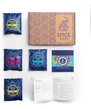 Spice Pots Curry Spice Selection - Korma, Bhuna, Goan, Tandoori Blends - Vegan & Gluten-Free - 4 x 40g Pack SPCURRY-LB - Buy Online on GoSupps.com