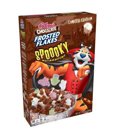 Frosted Flakes Kellogg's Breakfast Cereal Chocolate with Spooky Marshmallows Excellent Source of Vitamins and Minerals Limited Edition oz Box, 13.7 Ounce