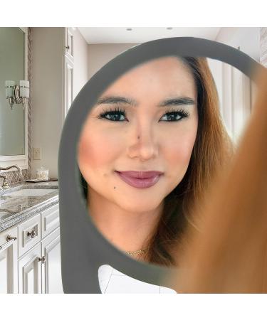 Zadro 10x7 Oblong Hand Mirror | Round Glass Handheld Mirror with Modern Ergonomic Handle | 6 Dia. Pill Shape Mirror | 10.5 x 7.5 Grey - Buy Online on GoSupps.com