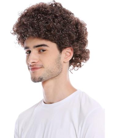 WIG ME UP PW0186-P4 | Short Frizzy Curls Afro Wig for Men & Women | Brown Carnival Costume Hairpiece - Buy Online on GoSupps.com