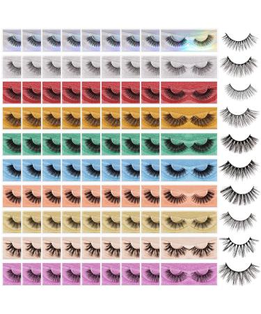 180 Pairs Mink Lashes Bulk Volume Strip Lashes 10-20 mm False Eyelashes Individual Lashes Glitter Lashes Wispy Curly Lash Extension 3D Fluffy Lashes Pack for Boutique 10 Styles Multipack