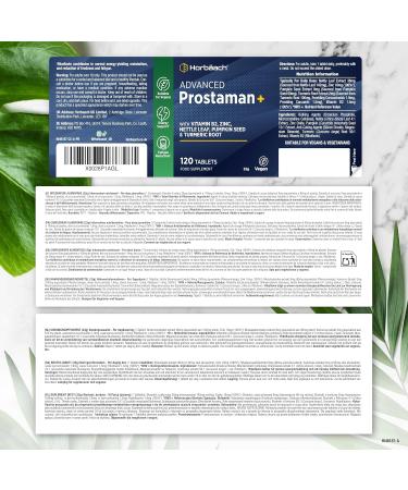 ProstaMan+ Complex 120 Vegan Tablets Complex with Vitamin B2 Zinc Pumpkin Extract and Turmeric High Strength from Horbaach - Buy Online on GoSupps.com