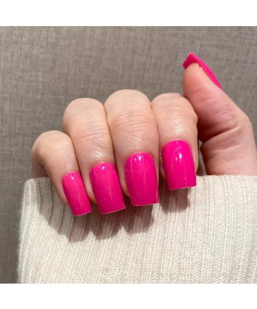 Buy Novo Ovo Neon Pink Holographic Press On Nails - Medium Angular Artificial Fingernails for Easy Application | International Shipping Available - Buy Online on GoSupps.com