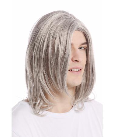 WIG ME UP - GFW891-51 men's wig long straight middle parting cool older rockstar grey light grey with black