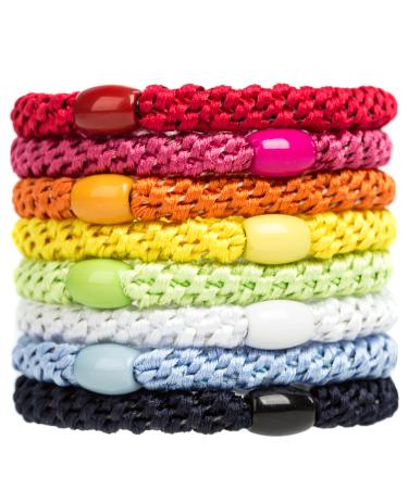 AXEN 8PCS Elastic Hair Tie for Women Girls  Cotton Bands Soft Woven Ponytail Holders for Thick Hair and Curly Hair  Mixed Colors All Mixed Colors