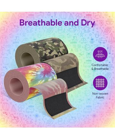 Elastic Bandage Wrap with Self Closure - 3 x 180 Compression Sports Wrap - 2 Pack Breathable & Moisture Resistant Bandages for Sprains - Camo & Tie Dye - Buy Online on GoSupps.com