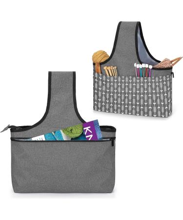 YARWO Yarn Storage Tote Wrist Bag for Yarn Skeins & Knitting Supplies - Gray with Arrow Design | Bag Only - Buy Online on GoSupps.com