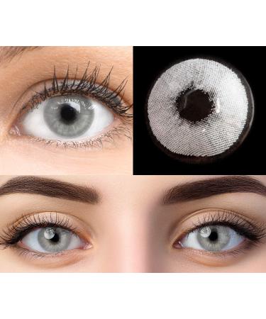 Glamlens Pisa Gray gray + container |Very strongly covering natural gray contact lenses colored |Colored silicone hydrogel |1 pair (2 pieces) |Dia 14.20 |-4.75 diopttria -4.75 diopter 8.6 millimeters 14.20 millimeters 2.0