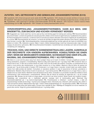 Carob Seed Flour E410 500 g Locust bean powder Can be used as Starch Carob Flour for Ice Cream Carob Gum E410 Viscosity 3 - Buy Online on GoSupps.com