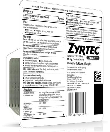 Zyrtec 24 Hour Allergy Relief Tablets - Antihistamine with 10 mg Cetirizine HCl 14 ct (Pack of 2) - Fast International Shipping - Buy Online on GoSupps.com