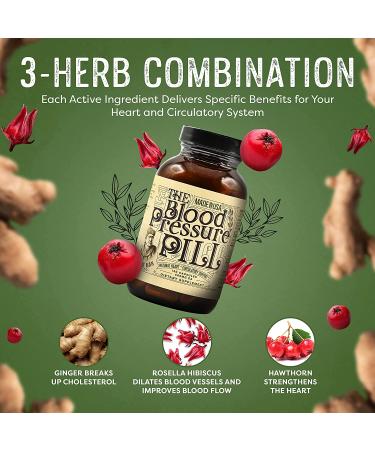 Blood Pressure Pill: Natural Herbal Capsules with Hawthorn, Rosella, Hibiscus & Ginger - 120ct, Organic Supplement for Lowering High Blood Pressure - Buy Online on GoSupps.com