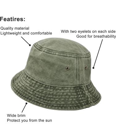 Washed Denim Wide Brim Bucket Hat | Outdoor Sun Cap for Fishing & Hiking - Buy Online on GoSupps.com