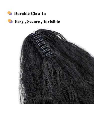 Ponytail Extension - 24 Natural Black Wavy Hair Piece with Clip Realistic Braid Hair Extensions for Women - Buy Online on GoSupps.com