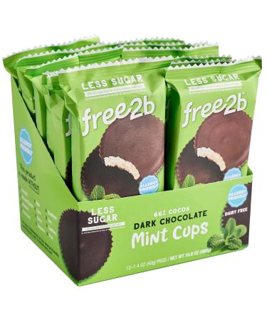 Free 2b Dark Chocolate Mint Cups Gluten-Free, Dairy-Free, Nut-Free and Soy-Free - 2-Cup Packages (Pack of 12) (24-Cups Total) (Packaging May Vary) Mint 1.4 Ounce (Pack of 12)