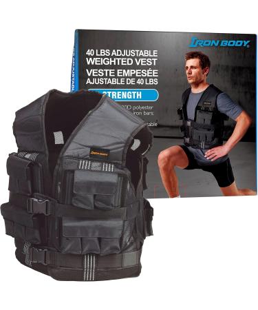 IBF IRON BODY FITNESS 40 lbs. (19 kg) Adjustable Weighted Vest Weight Vest for Running Walking Training - Comfortable Fit and Reflective Strips Black One-Size Fit - Buy Online on GoSupps.com