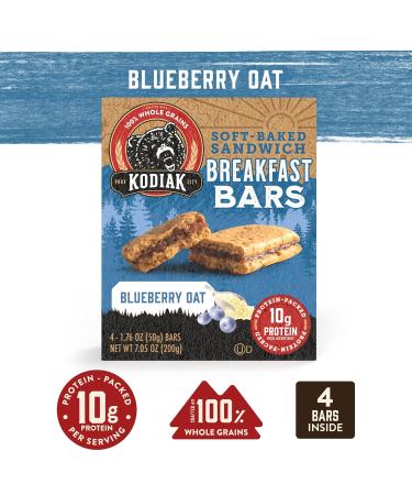 Kodiak Cakes Soft Baked Sandwich Breakfast Bars - Blueberry Oat High Protein 100% Whole Grains 48 Bars (12 Boxes) - Healthy Snack for Breakfast - Buy Online on GoSupps.com
