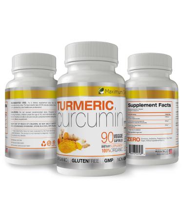 Turmeric Curcumin with Piperine 1500mg. Highest Potency Available. Premium Pain Relief & Joint Support with 95% Curcuminoids. Non-GMO Gluten Free 90 ct
