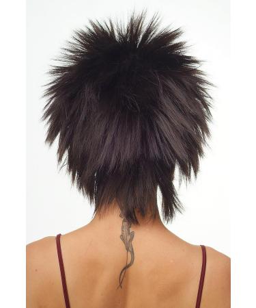WIG ME UP TYW60473-4 | Short Teased Wild Strands 80s Wave Punk Wig for Women - Dark Brown - Buy Online on GoSupps.com